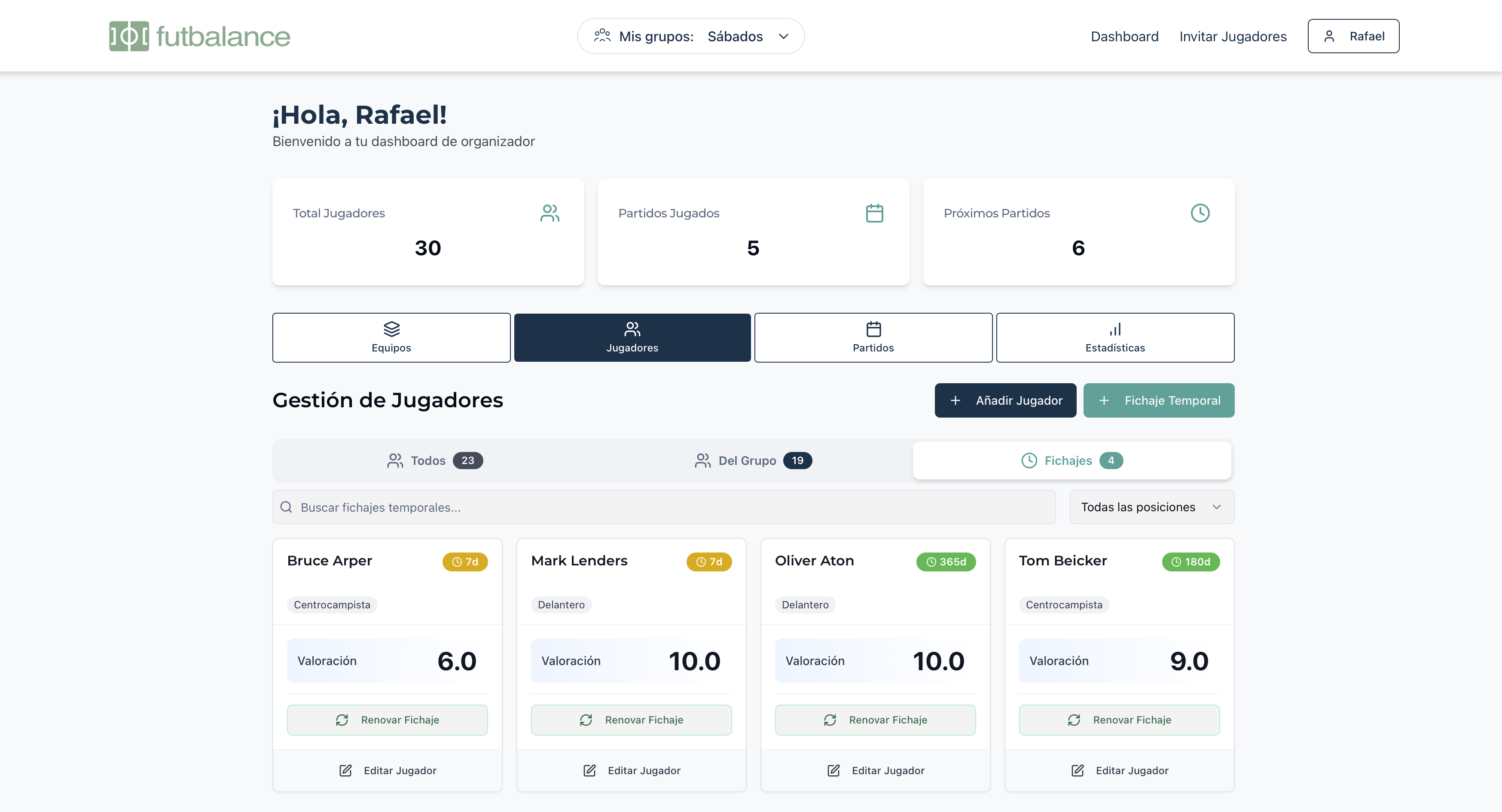 FutBalance - Fichajes Temporales