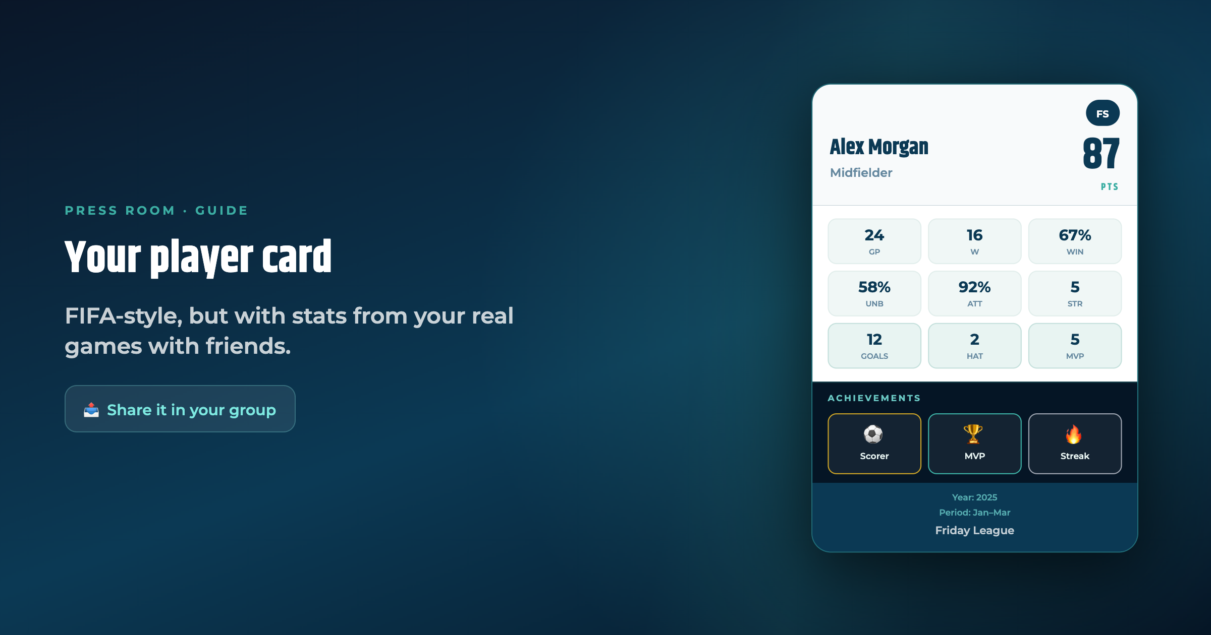 FutBalance – Shareable player card