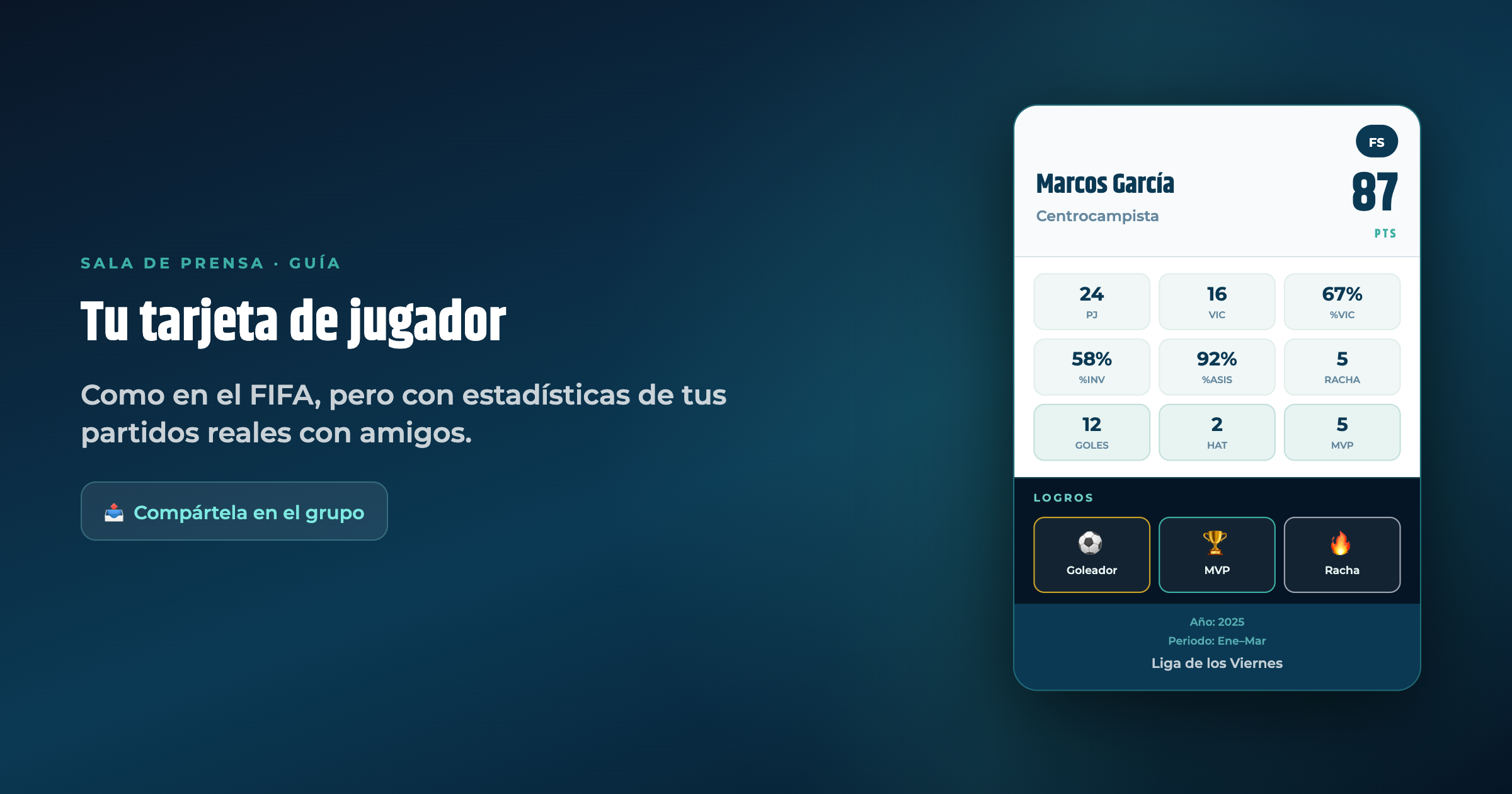 FutBalance – Tarjeta de jugador para compartir