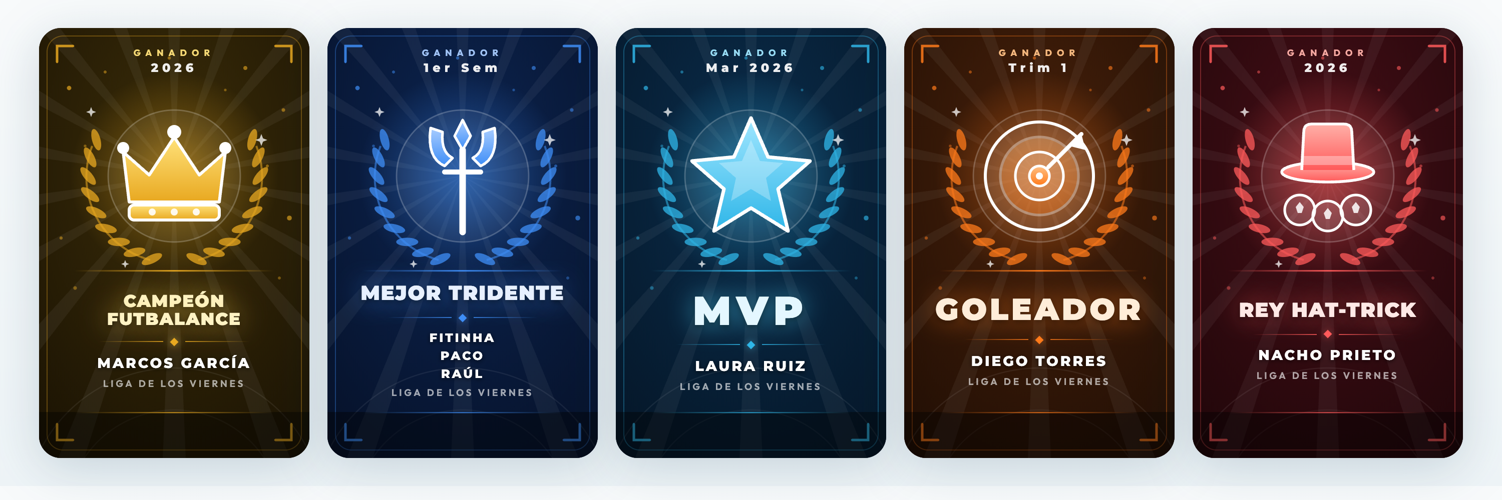 Ejemplos de las nuevas tarjetas de logros de FutBalance