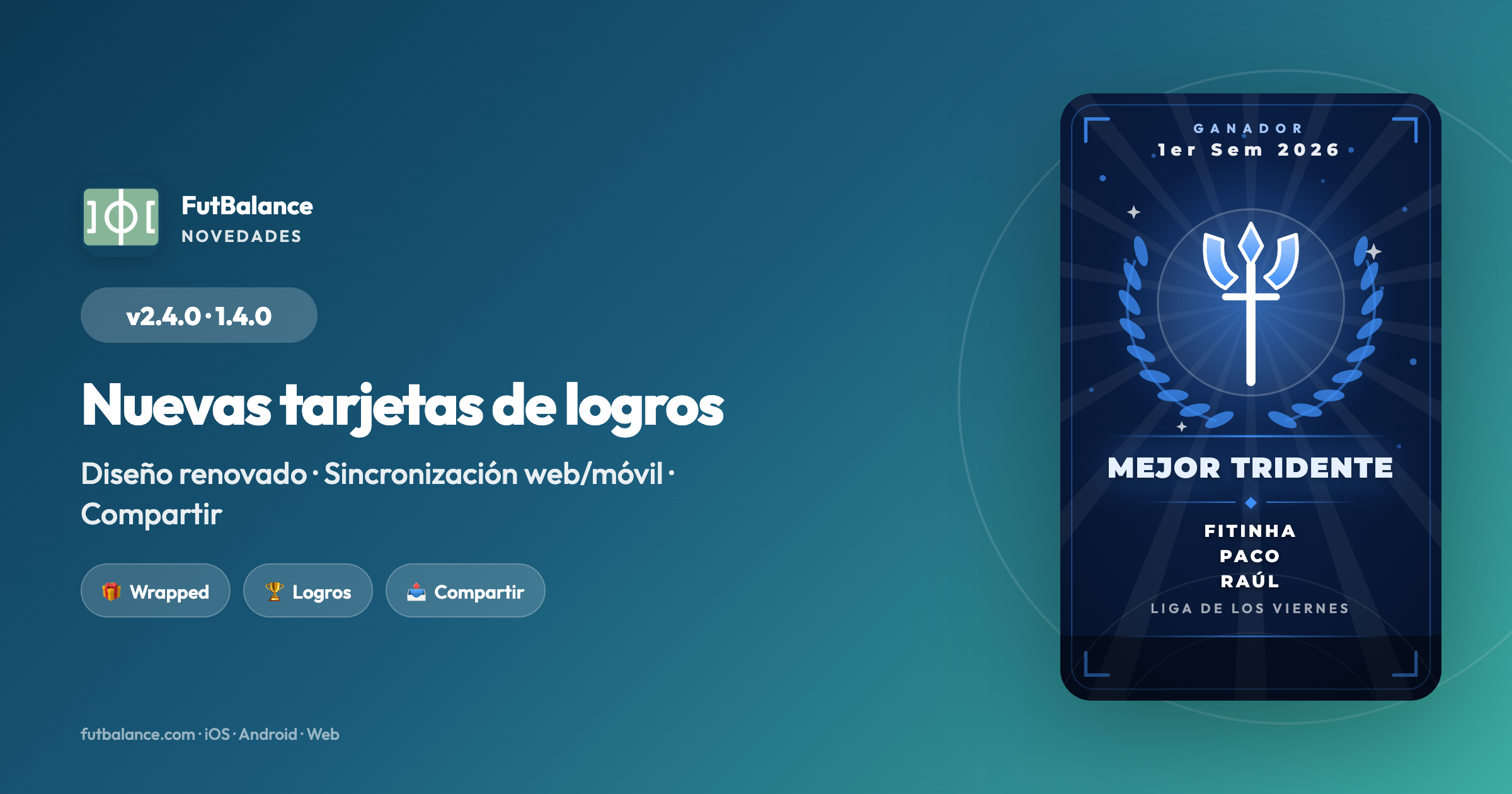 FutBalance 2.4.0 – Nuevas tarjetas de logros para compartir