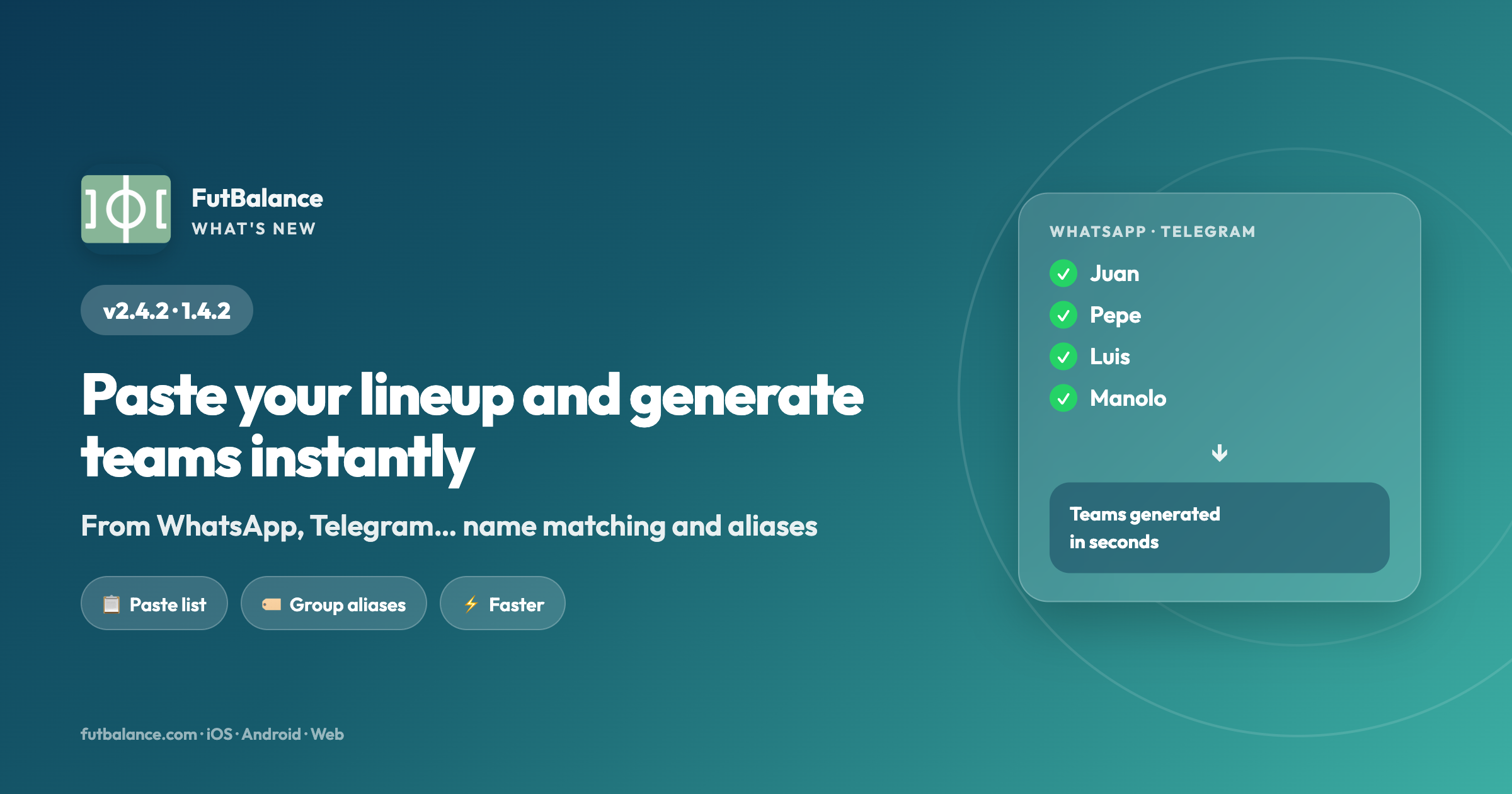 FutBalance 2.4.2 – Paste lineup and generate teams