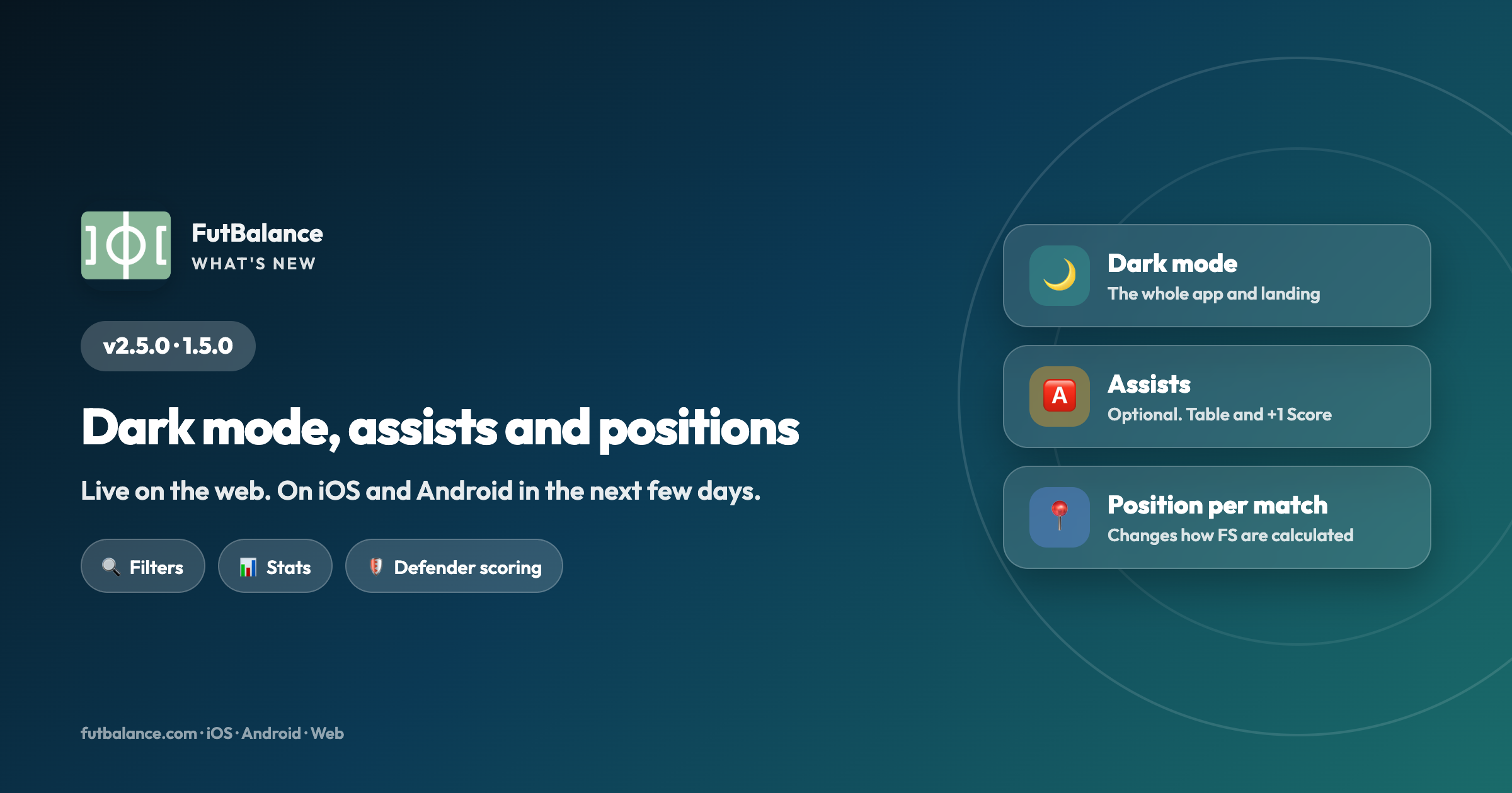 FutBalance 2.5.0 – Dark mode, assists and positions